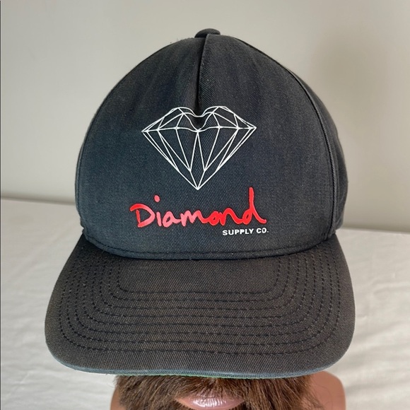 Diamond Supply Co. Mens Retro Faded Worn In Look Logo SnapBack Cap Black OS - Picture 2 of 9